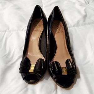 Vince Camuto Black & Gold Wedge with Bow
